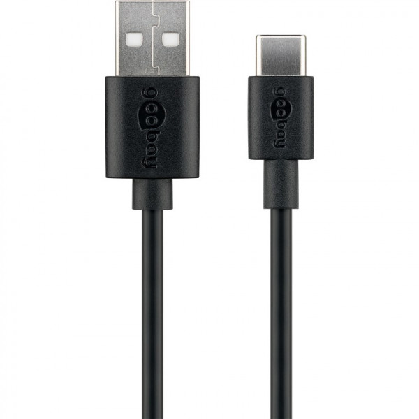 AMPIRE USB-A auf USB-C Kabel 1m, schwarz