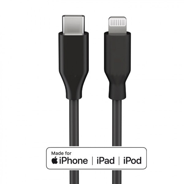 AMPIRE USB-C Kabel auf Apple Lightning Stecker, 0.5m, schwarz